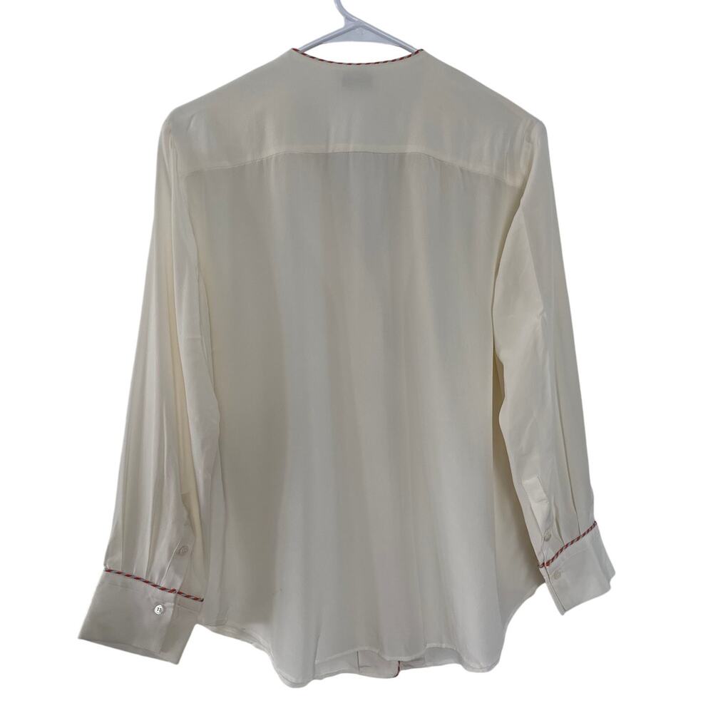 SANDRO Paul washed-silk blouse with fire/ ivory size 3 medium - Picture 7 of 13